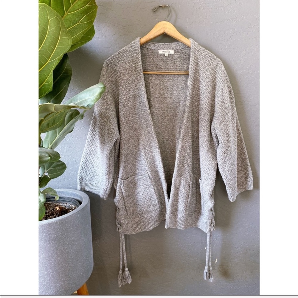 Madewell Gray Laced Chunky Cardigan Sweater Knit